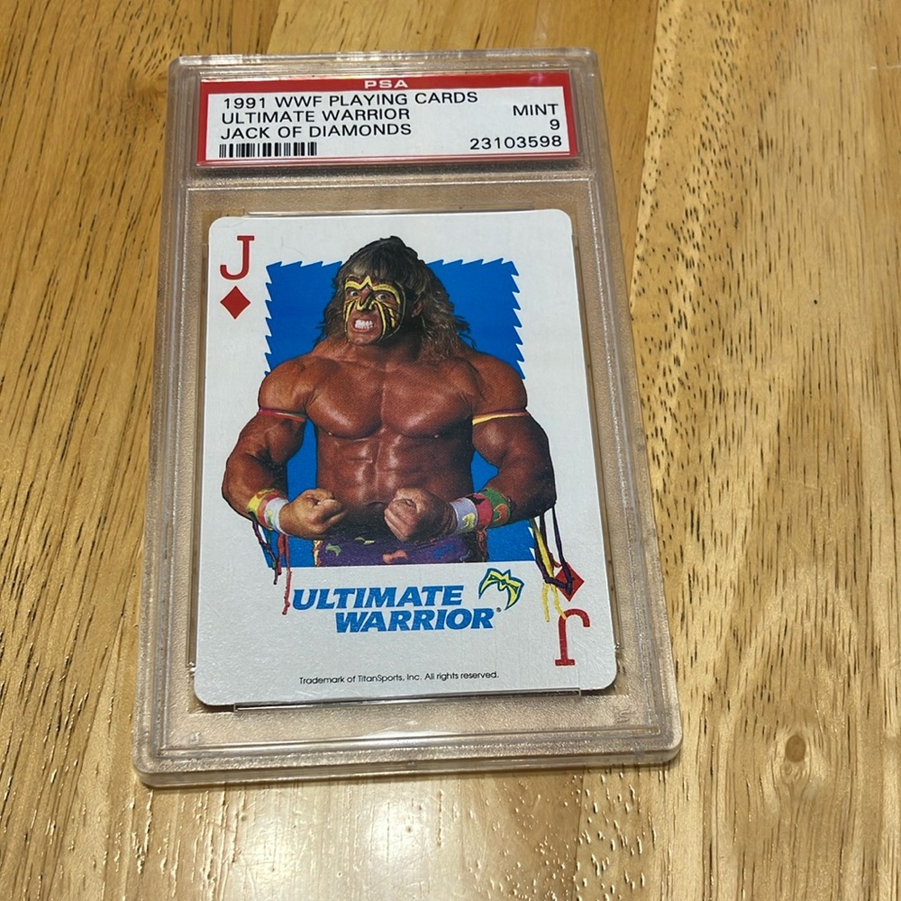 1991 WWF Playing Cards Ultimate Warrior Jack Of Diamonds PSA 9